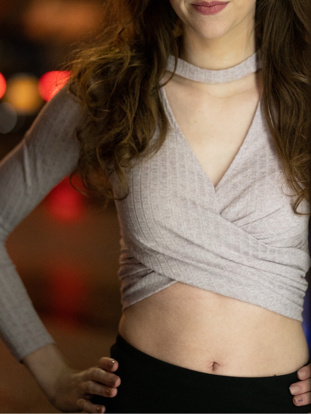 Forever 21 Light Pink Wrap Choker Crop Top